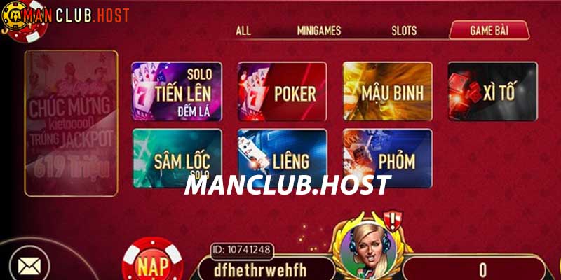 Game bài đổi thưởng đủ mọi thể loại tại Manclub