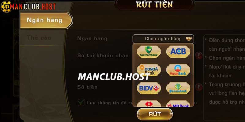 Hướng dẫn các bước rút tiền Manclub siêu dễ cho tân thủ